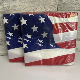 Party Creations 039938758769 Patriotic Red White And Blue Flag Paper 16 Luncheon Napkins New Set Of 2 Packs