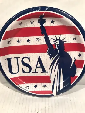 Party Creations 039938959418 Patriotic Usa Paper Plates 8-6 7/6 Inch Dessert Statue Of Liberty
