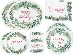 Party Creations 685674268514 Joyful Greetings Christmas Holly Script Supplies Pack