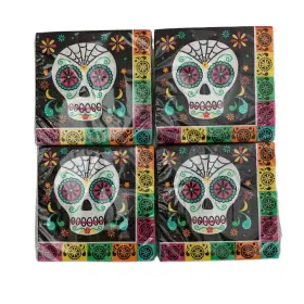 Kg361530 Party Creations Day Of The Dead Beverage Napkins Sugar Skulls 4 Packs 16 Size 9 4/5 Inch X 3/4