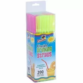 Party Dimensions 763615010627 200 Count Flexible Multi-colored Straws Neon