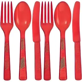 Party Dimensions 763615840514 Disposable Plastic Cutlery Set Red Pack Of 48