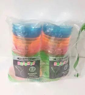 N121290 Party Essentials 12 Oz - 2 Pc Plastic Margarita Glasses Assorted Neons Ct