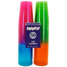 N15090 Party Essentials Plastic Shot Glasses 1 Oz Assorted Neon 50 Count