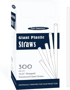 N156021 Party Essentials Disposable Straws 10.25 Wrapped Jumbo Clear/300-count