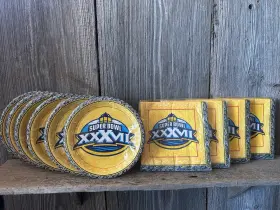 1pl3200 Party Express From Hallmark Super Bowl Xxxvii Nfl Plates And Napkins Yellow Blue