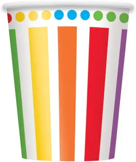 47116 Party Favors Rainbow Birthday 9oz Paper Cups 9 Oz - 8 Count Elegant And Vibrant Design Prem