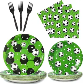 Party Greeting 445041520552 Soccer Plates And Napkins For 24 Guests Birthday Theme Tableware Se