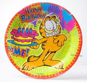 Gp01-9pga08-01 Party Magic Garfield Birthday Plate Retro Cartoon Character Cat 9 Inch Paper Dinner Plates