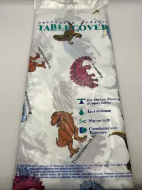 B1257pt Party Makers Vintage Dinosaur Plastic Tablecloth By 54 Inch X 96 New Sealed Vtg Bn B1257pt Party Makers Vintage Dinosaur Plastic Tablecloth By 54 Inch X 96 New Sealed Vtg Bn