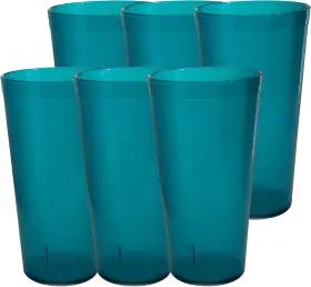 Party Outlaw 711181450941 Teal Plastic Cup Tumblers 6 Pc 20oz Lightweight Heavy Duty Stackab