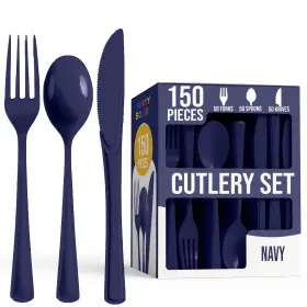 Party Solids 743795943373 Dark Purple Plastic Silverware Heavy Duty 150 Pcs Pl