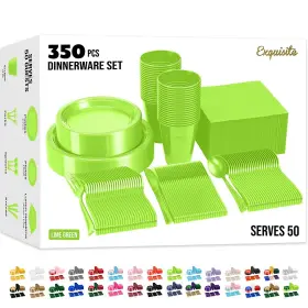 Lime-350-fba Party Solids 350 Pieces Lime Green Plastic Plates For Disposable