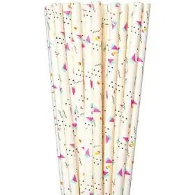 Party Time 052715101102 Birthday 20pcs Drinking Paper Straws - Biodegradable And Compostable