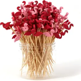 Partyhippo 730649554519 200 Count Handmade Natural Bamboo Cocktail Picks 4.7 Inch Wooden Sticks