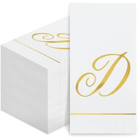 Pasimy Hid-pasimy-348 100 Pcs Initial Napkins Monogram Guest 15.75 X 12.99 Inches D Letter