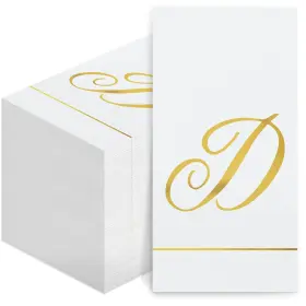 Hid-pasimy-348 Pasimy 100 Pcs Initial Napkins Monogram Guest 15.75 X 12.99 Inches D Letter