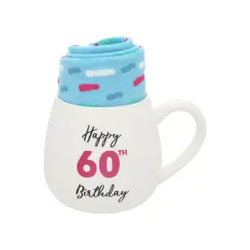 71345 Pavilion Gift Company Happy 60th Birthday 15.5 Oz Coffee Mug Tea Cup With Crew Socks Party Supplies Bi