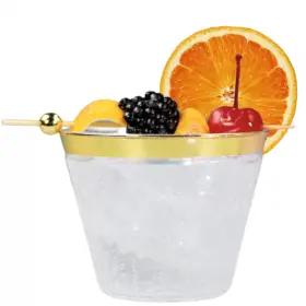 Perfect Settings 726084789029 9 Oz. Gold Rim Clear Disposable Plastic Cups Party Cold Drinks 110-pack