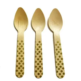 36-gold Perfect Stix 705020590820 Polka Dot Spoon 110 Printed Wooden Spoons With Gold Pattern