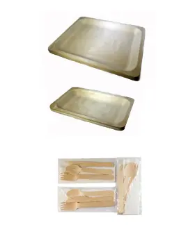 Perfect Stix 768855172104 Camping Kit-30ct Disposable Wooden Plates And Cutlery With Napkins Pack Of 30