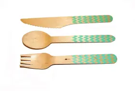 Perfect Stix 768855172401 Best Picnic Kit 36ctchevronmint Wooden Cutlery Set With Chevron Print Mint