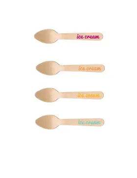 Perfect Stix 768855173439 Sucre Spoon 110 Ice Cream-themed Wooden Cutlery - 20 Pack 4 Colors Spoons