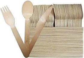 Perfect Stix 810011475700 Wooden Cutlery Set 600ct. Forks Pack Of 250 Spoons