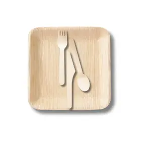 Perfect Stix 810011476370 Inch 8 Palm Leaf Plates Pack Of 25ct With Cutlery Set - 75 Pieces