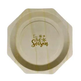 Perfect Stix 810094840730 11 Inch Wooden Plates With Tis The Season Gold Print- Pack Of 30ct