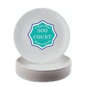 Perfect Stix 810094844097 Economy White Paper Plate 9 Inch Uncoated 9inches.500 C