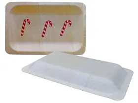 Perfect Stix 810170811692 Christmas Candy Cane Design 7 Inch Wooden Disposable Plates Pack Of 30