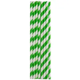 Perfectware 810011470347 7.75 Green Stripe Paper Straw 200ct