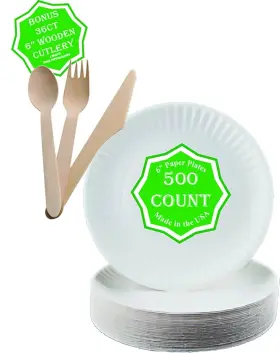 Perfectware 810011476486 Kitchen Essentials Paper Plate - 500 Count 6 Inch White 100 Cou