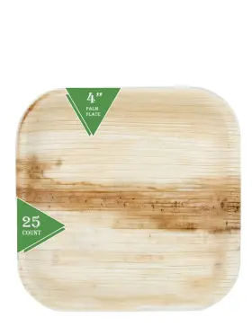 Perfectware 810011478657 4 Inch Palm Leaf Party Plates Biodegradable 25 Ct. Compostable Disposa