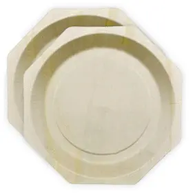Perfectware 810094840327 11 Inch Octagon Shape Wooden Plates - Pack Of 25ct Pw-plate 11-25 Beige
