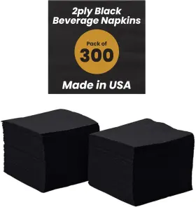 Perfectware 810094842550 2-ply Black Beverage Napkins - 300 Count Pack Of 300ct