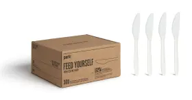 Perk 718103336741 Compostable Plastic Knife Medium-weight White