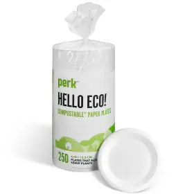 Perk 718103427463 Compostable Paper Plates 6-inch White 250/pack Pk61286