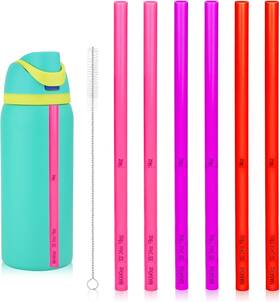 Peutier 445037475460 6pcs Straw Replacements For Owala 14/19/24/32/40oz With Brush Reusable Plastic