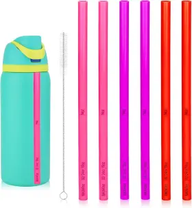Peutier 445037475460 6pcs Straw Replacements For Owala 14/19/24/32/40oz With Brush Reusable Plastic
