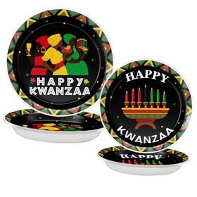 Pezutoi 702163556454 50pcs Kwanzaa Paper Plates 7 Inch And 9 Theme Decorations Tableware