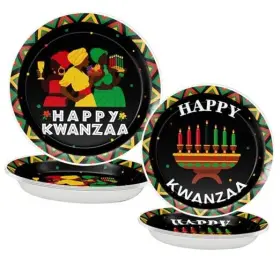 Pezutoi 702163556454 50pcs Kwanzaa Paper Plates 7 Inch And 9 Theme Decorations Tableware