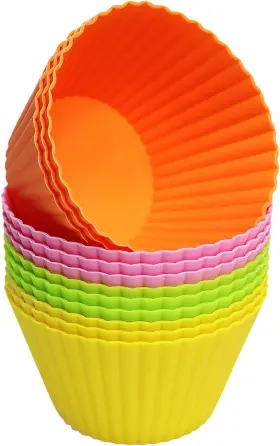 Mafenbei-12pc Pharamat Extra Large Silicone Cupcake Baking Cups 12 Pack 3.54 Jumbo 12pcs 4 Colors