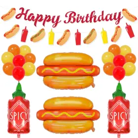 Hd01 Phoaxul Hot Dog Birthday Party Decorations Set With Glitter Happy Banner