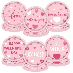 Hb119 Photken 48 Pieces Valentine S Day Paper Plates 7 Normal Inch Pink Heart