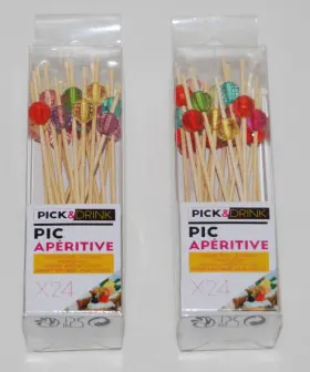 Pick & Drink 561869012902 New Lot Of 2 Multicolored Jewel Embellishment 24pc Cocktail Sticks 4.75 Inch Long