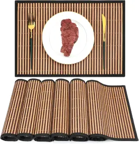 Lnn-pickmesh-253 Pickmesh Bamboo Placemats Set Of 6 Table Mats With Large Brown