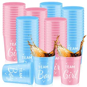 Pickmesh-1902-3460 Pickmesh 48 Pcs 16oz Plastic Cups Bulk Reusable Gender 16 Ounces Blue Pink