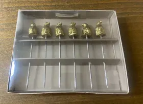4153850 Pier 1 Imports Box Of 6 Hors Dft Oeuvre Picks Brass-tone Metal With Figural Penguins New